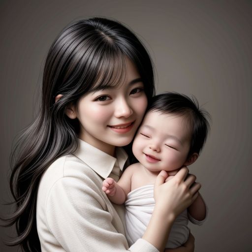 Bế em bé đang cười